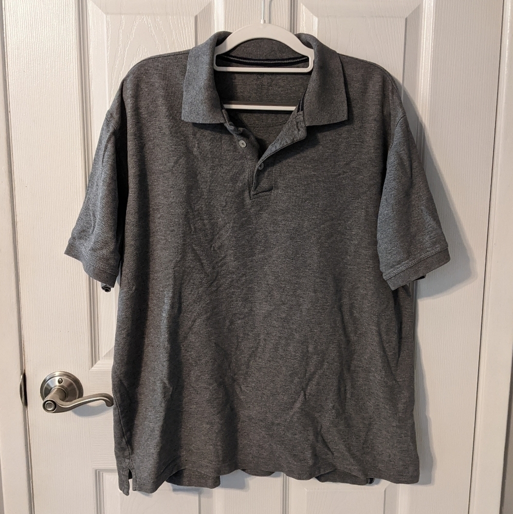Preppy Classic Grey 1/4 Button Collared‎ Polo Shirt Men's Size Large